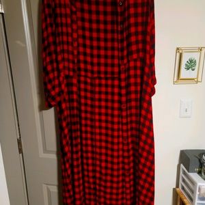 Checker print button down dress